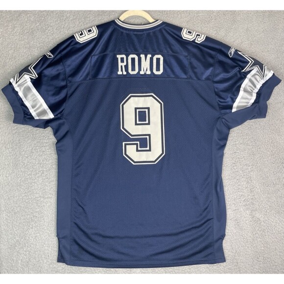 VTG Reebok Sewn Authentic Jersey Tony Romo #9 Dallas Cowboys Mens 52 2XL Blue - Picture 1 of 11